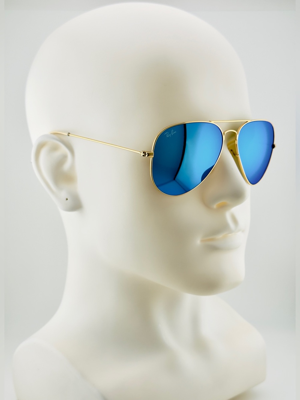 Ray-Ban Aviator Sunglasses RB3025 Gold Matte Frame with Blue Crystal Lens UNISEX